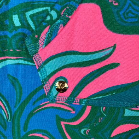 NWOT LILLY PULITZER Sweatshirt M Multicolor Floral-Leaf-Print “Skipper Popover” - Picture 6 of 12